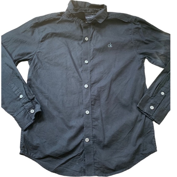 CALVIN KLEIN Button Down Shirt With Long Sleeves Black Boys 10-12Y - Picture 5 of 8